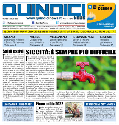 Quindici News Numero 13 del 5 luglio 2022 Prima pagina