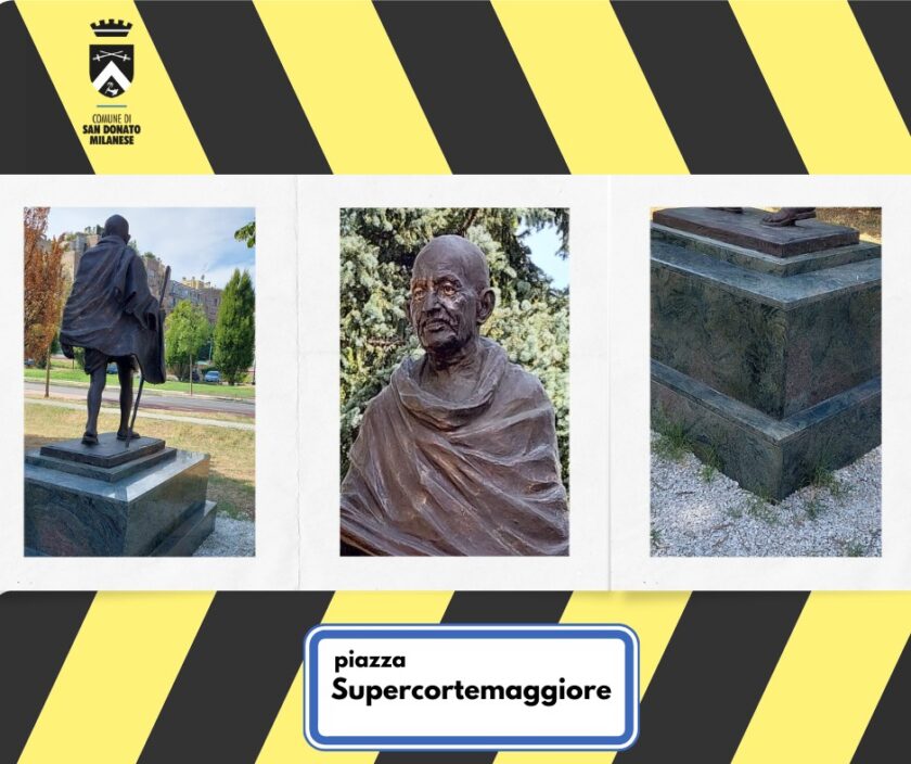 Statua Gandhi piazza Supercortemaggiore