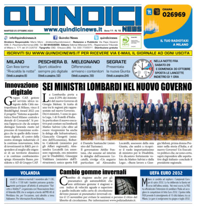 Quindici News Numero 18 del 25 ottobre 2022 Prima pagina