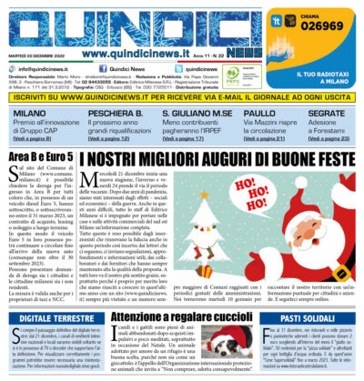 Quindici News Numero 22 del 20 dicembre 2022 Prima pagina