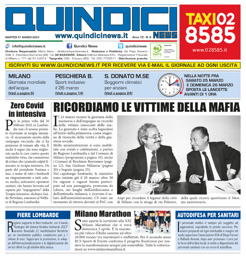 Quindici News Numero 6 del 21 marzo 2023 Prima pagina
