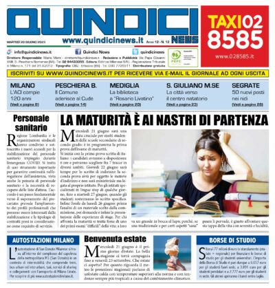 Quindici News Prima Pagina Numero 12 del 29 giugno 2023