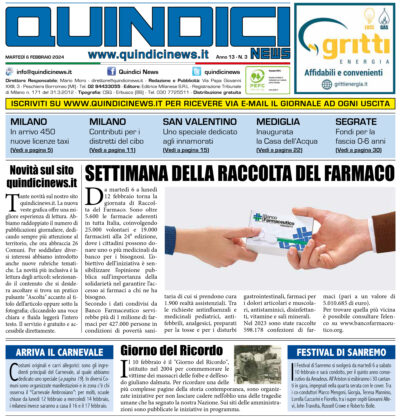 Quindici News Numero 3 del 6 febbraio 2024 Prima pagina