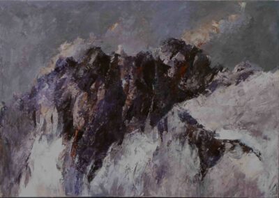 Ghiacciaio e rocce, 2019. Acrilico su tela 70x100-min