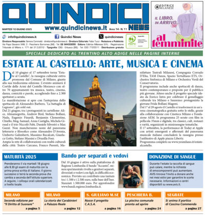 Quindici News Numero 11 del 10 giugno 2025 Prima Pagina