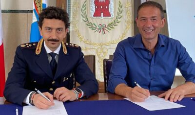 Il sindaco Roberto Di Stefano e il vicequestore del Commissariato di Sesto Giovanni Di Biase