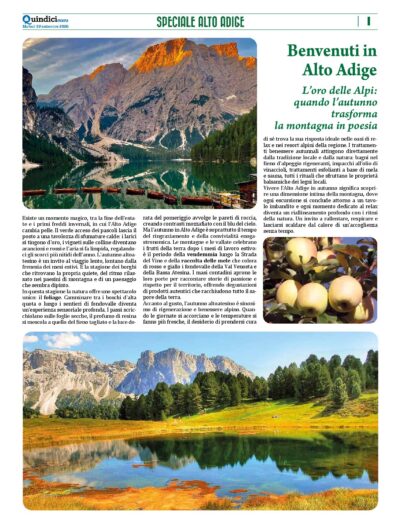 QUINDICI NEWS n. 16 2026 Speciale Alto Adige pdf cover